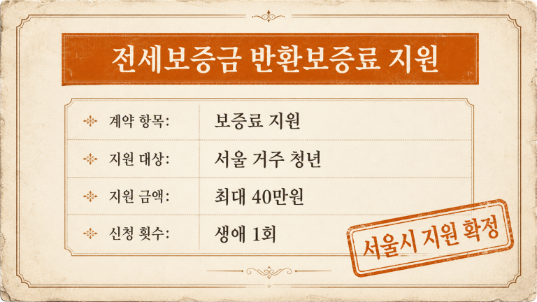 서울 청년 전세보증금 반환보증료 지원