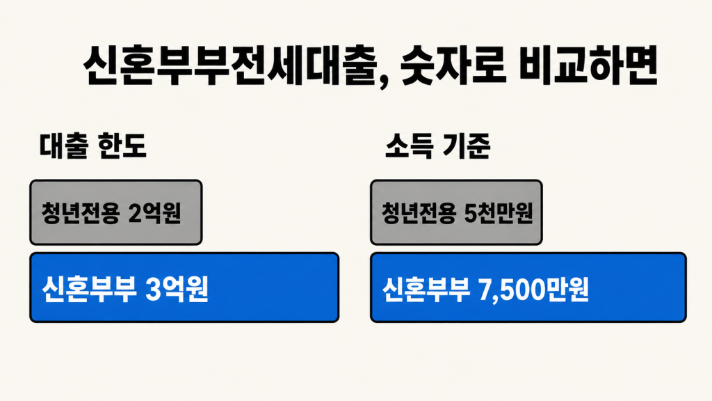 신혼부부전세대출 한도가 집 모양 게이지 안에 채워지는 형태로 표현된 대표 이미지