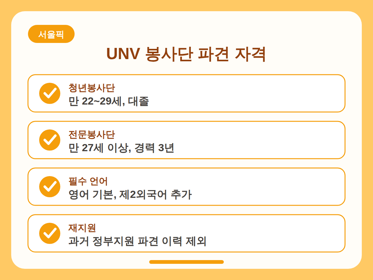 UNV 봉사단 파견 신청 총정리 핵심정리 인포그래픽